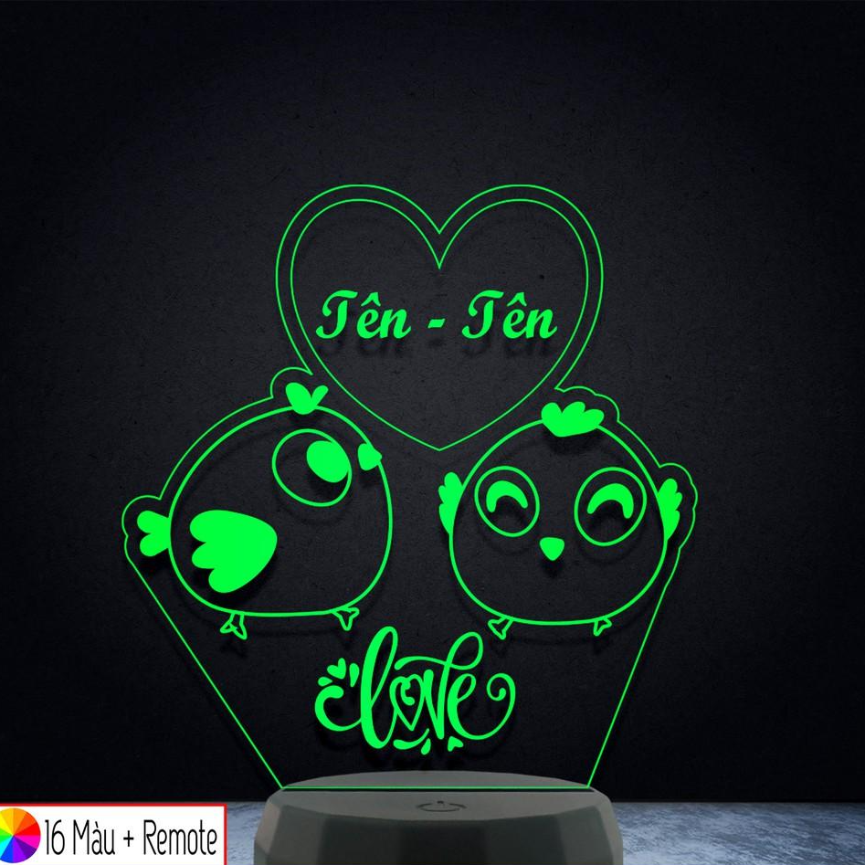 Đèn Led 3D trang trí GÀ LOVE – Qùa Tặng Độc Đáo, Trang Trí, Để Bàn, Phòng Ngủ,