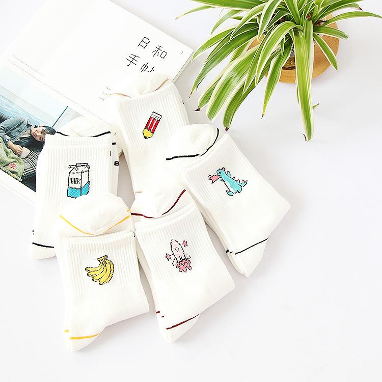 Combo 5 Tất nữ trắng cổ cao thêu họa tiết I Like cực đẹp TN60 Chất liệu cotton cao cấp có độ đàn hồi cực cao