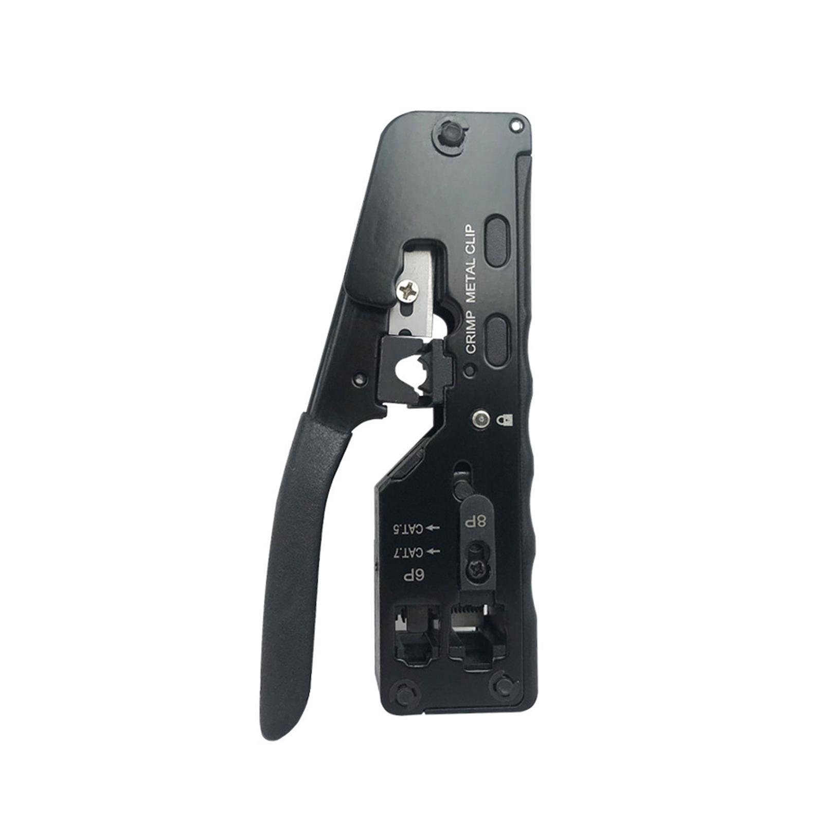 Pass through RJ45 Crimper Cutter Cutting Network Cable Crimping Tool Compact Size Spring Loaded Handle Comfortable Grip