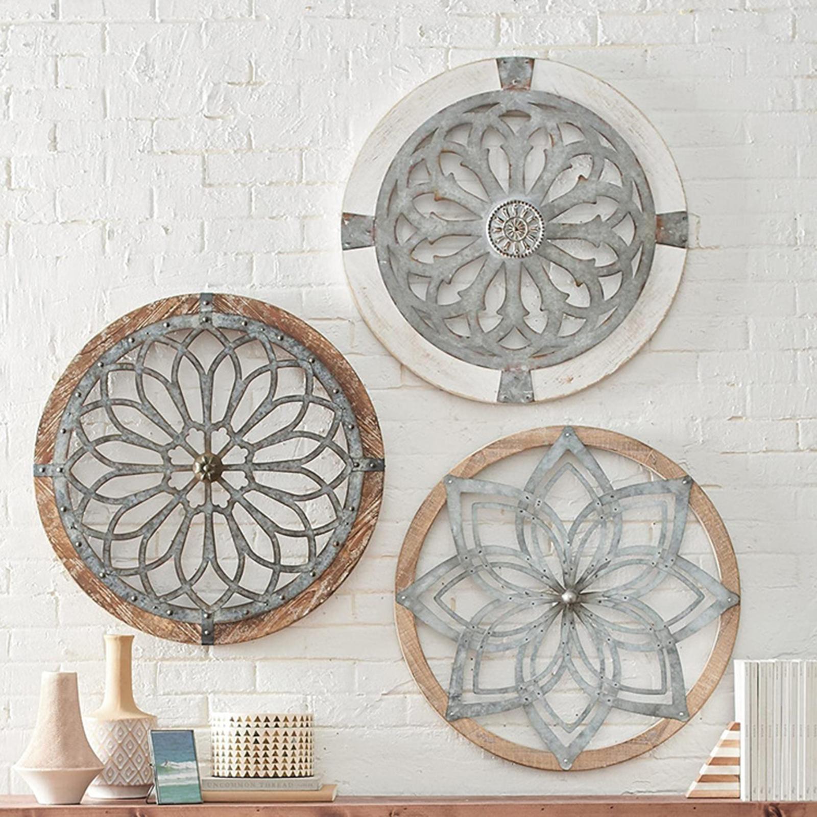 Medallions Metal Round Wall Decor. Home Living Room Wall Sculptures Wood