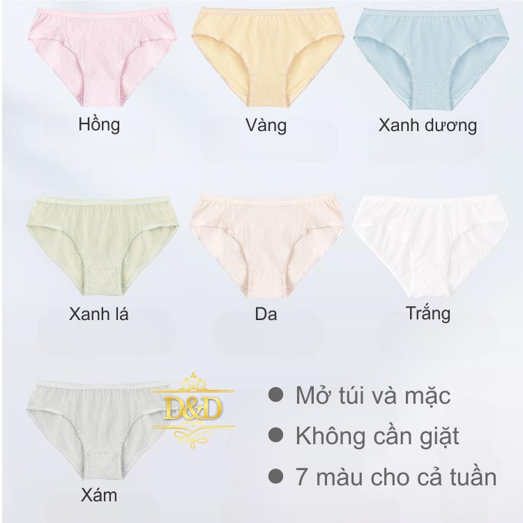 Combo 7 quần lót cotton nữ nhiều màu du lịch dùng 1 lần
