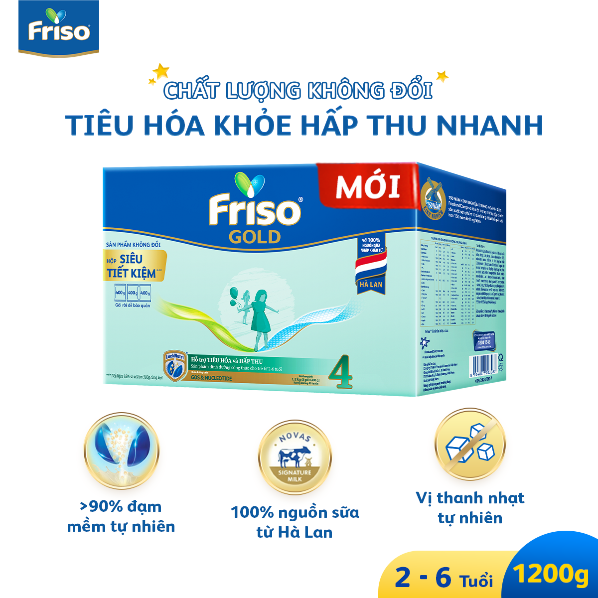 Sữa Bột Friso Gold 4 Hộp Giấy 1200G (Dành cho trẻ 2 - 6 tuổi)