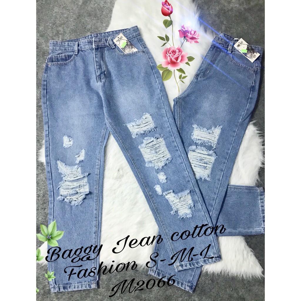 Quần jean nữ baggy cào rách, quần bò baggy form đẹp JB02