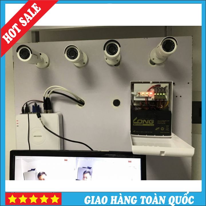 Bộ chuyển nguồn và cấp nguồn dự phòng tự động cho hệ thống camera giám sát 4 cổng ra UPS-Hàng chính hãng