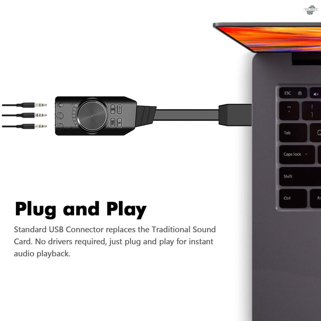 Thẻ Âm Thanh Ngoài Gs3 Usb 2.0 7.1 Kênh Điều Khiển Âm Lượng Micro Cho Laptop Pc