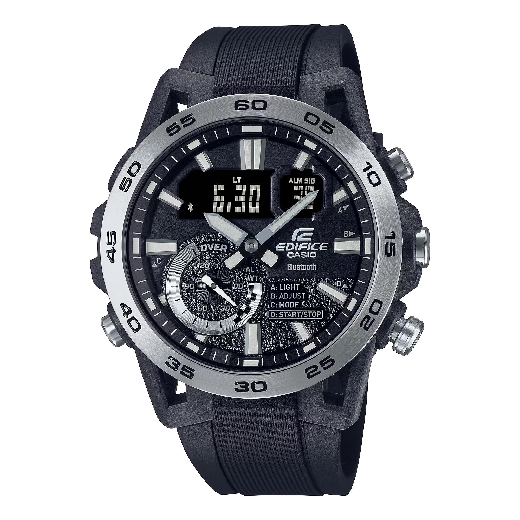 Đồng Hồ Nam Dây Nhựa Casio Edifice ECB-40P-1A Chính Hãng Bluetooth | Khung máy Carbon | ECB-40P-1ADF