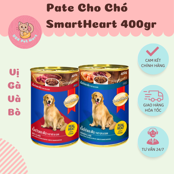 Pate SmartHeart Cho Chó Vị Bò Và Gà - Lon 400gr