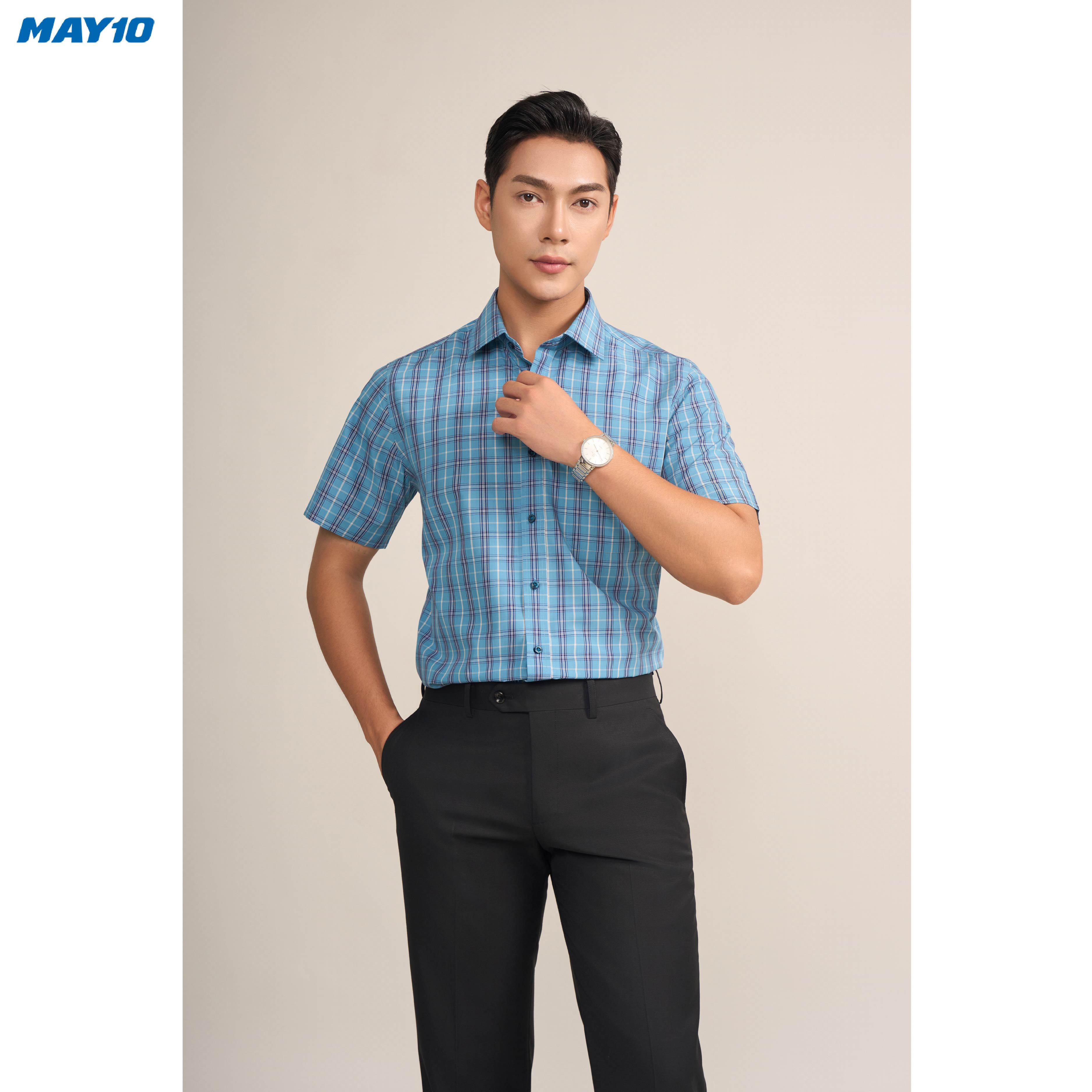 Sơ mi nam cộc tay May10 form RegularFit mã 010124196ONGB AK610