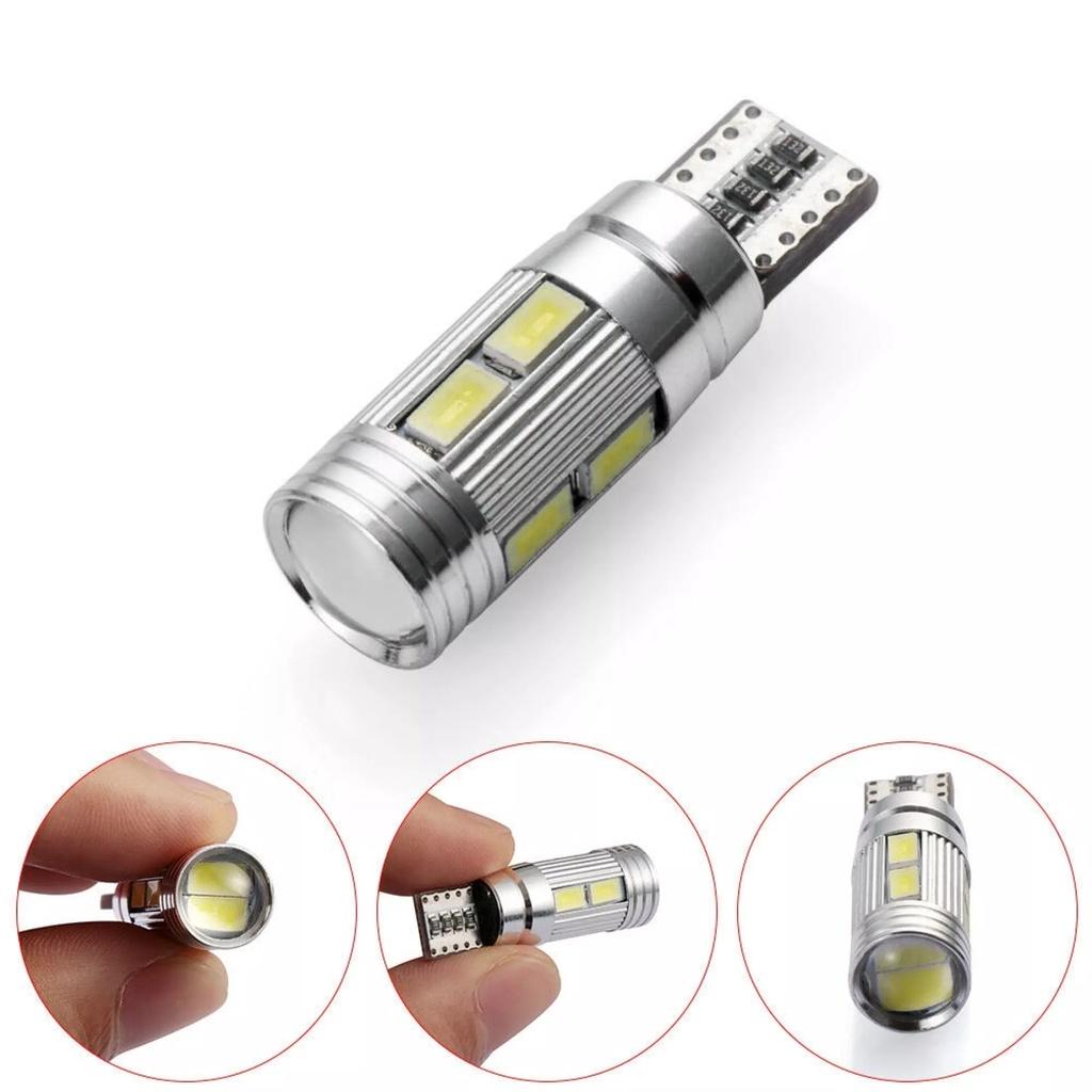 Đèn led demi, xi nhan thấu kính siêu sáng T10 10SMD 5630 W5W cho ô tô, xe máy