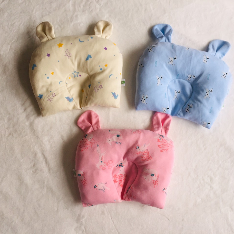 Gối lõm sơ sinh cotton cao cấp Mipbi tháo được vỏ gối kích thước 20x23cm