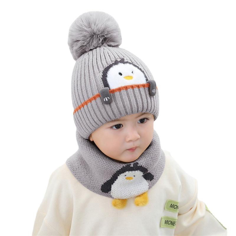 Nón Cho Bé Bộ Knited Trẻ Sơ Sinh Mũ Khăn Quàng Cổ Thời Trang Ấm Bé Nón Cho Bé Gái Thu Đông Bé Trai Mũ Áo Croptop Trẻ Em Nắp bộ Khăn Mũ
