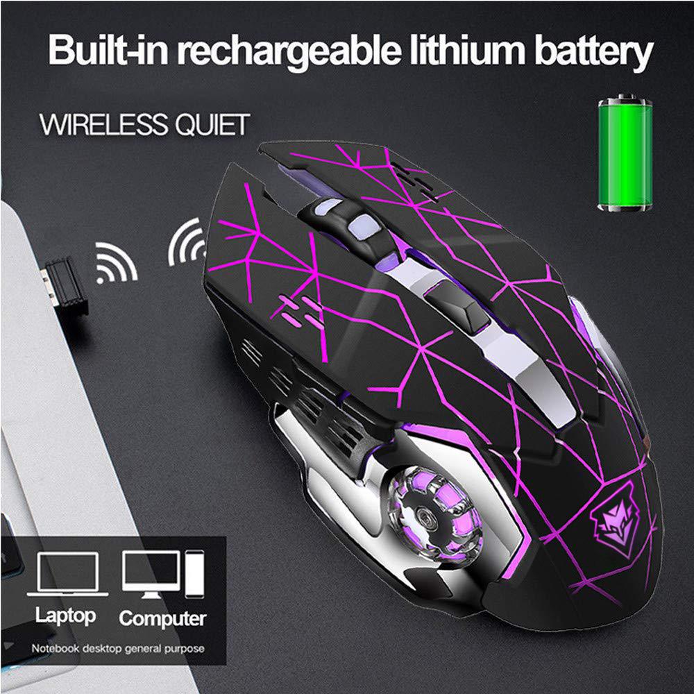 Xq 3500 Dpi Sạc Không Dây Chơi Game 2.4 GHz Đèn Nền Cơ Tắt Tiếng Quang 6 Nút DPI Có Thể Điều Chỉnh Cho Máy Tính laptop