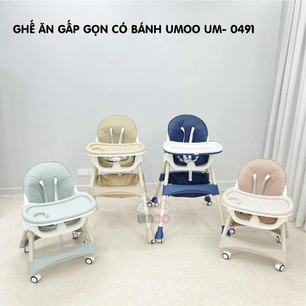 Ghế ăn dặm có bánh xe Umoo UM - 0491 có thêm tính năng gấp gọn mới nhất 2022 | Ghế ăn dặm cho bé