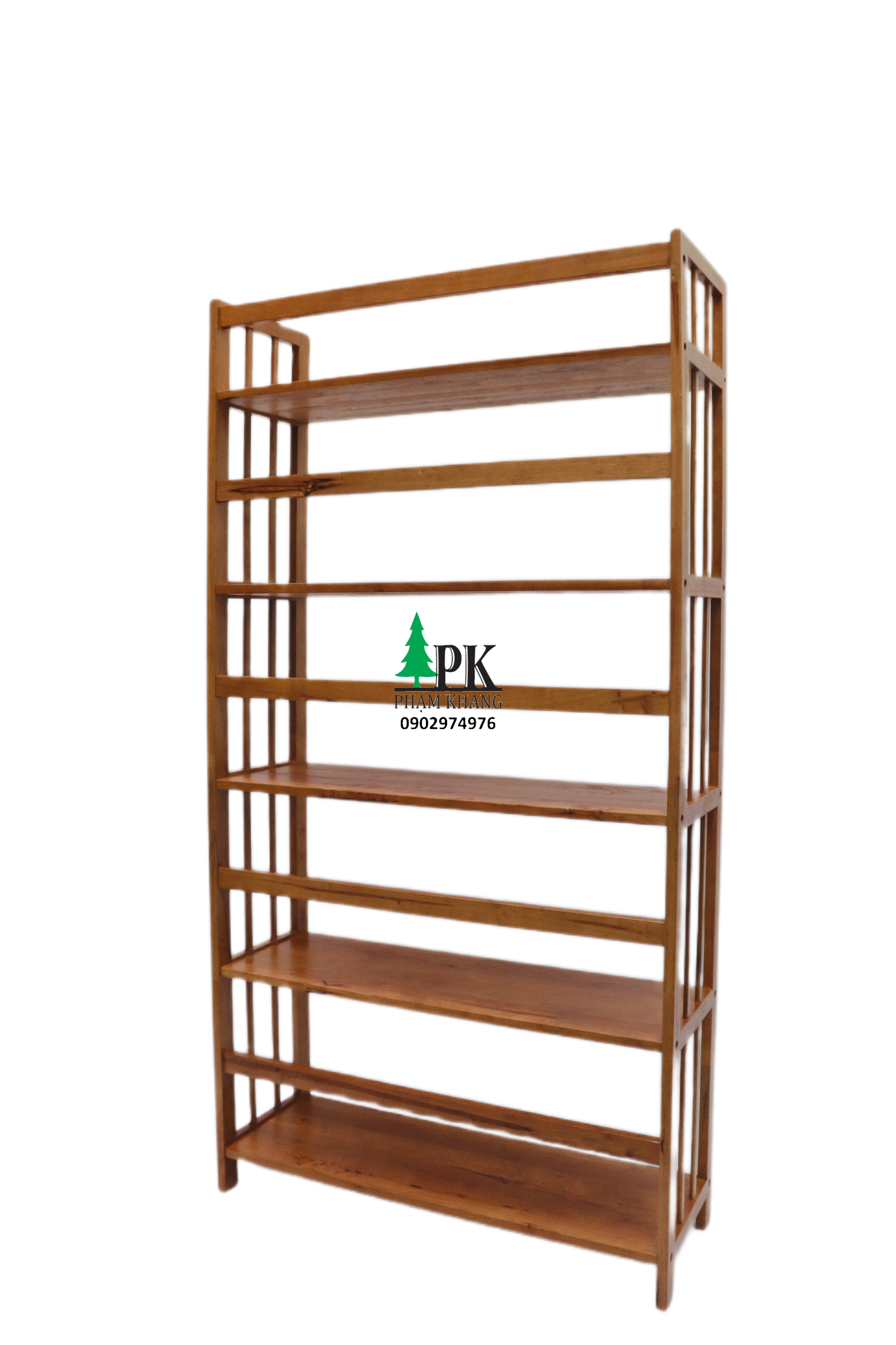 Kệ sách gỗ Phạm Khang 5 tầng rộng 80cm màu vàng cherry