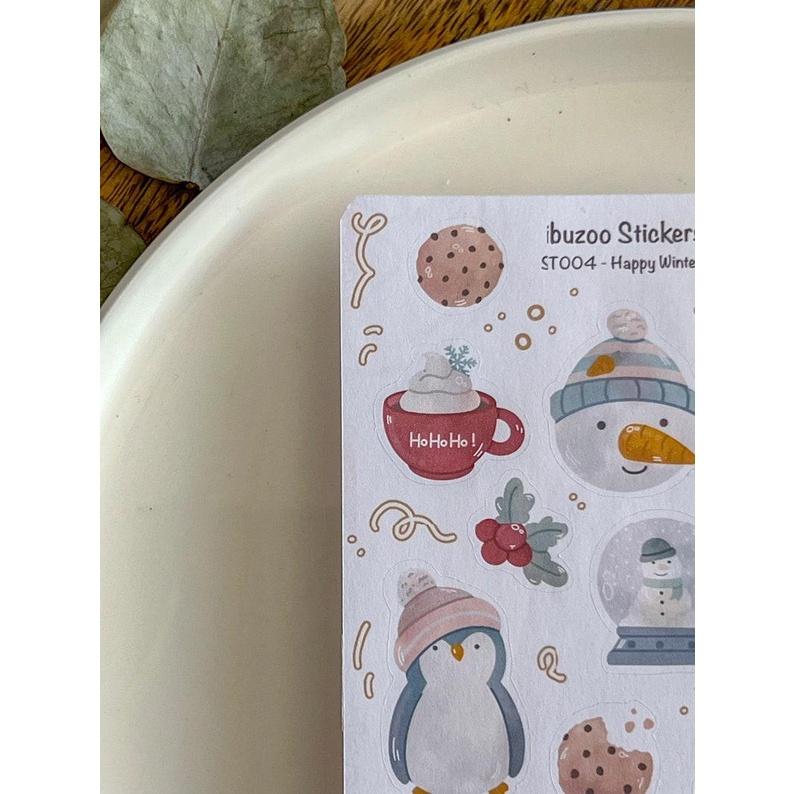 Sticker tự thiết kế happy winter - hình dán sổ, nhật kí bullet journal - unim022