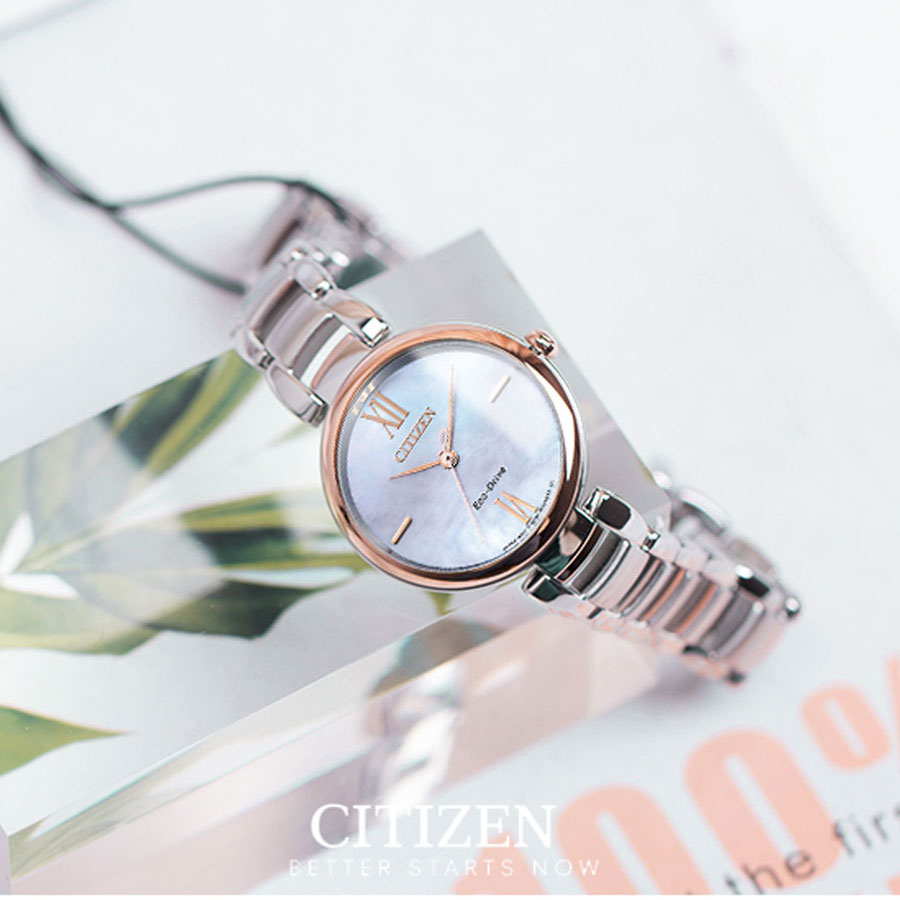 Đồng Hồ Nữ Citizen Dây Thép Không Gỉ EM0536-84Y - Mặt Xà Cừ (Sapphire)