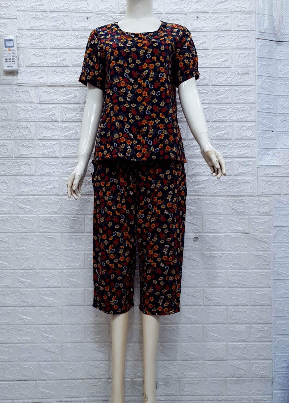 [40kg - 80kg] Đồ Bộ Mặc Nhà, Đồ Bộ Nữ Quần Lửng Tay Ngắn Tole (Lanh) Nhung Trung Niên Bigsize, Màu 31