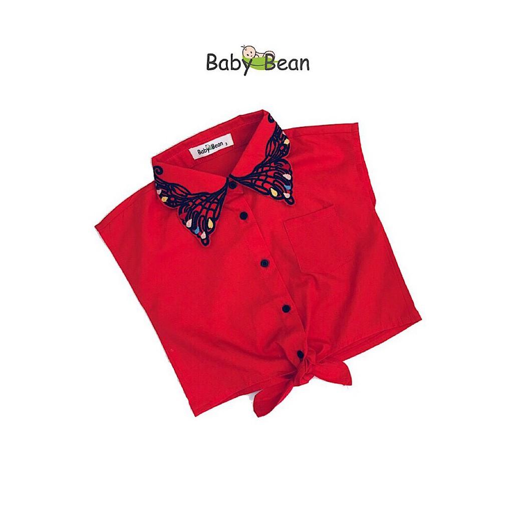 Áo Sơ Mi Croptop Cổ Thêu Cánh Bướm bé gái BabyBean