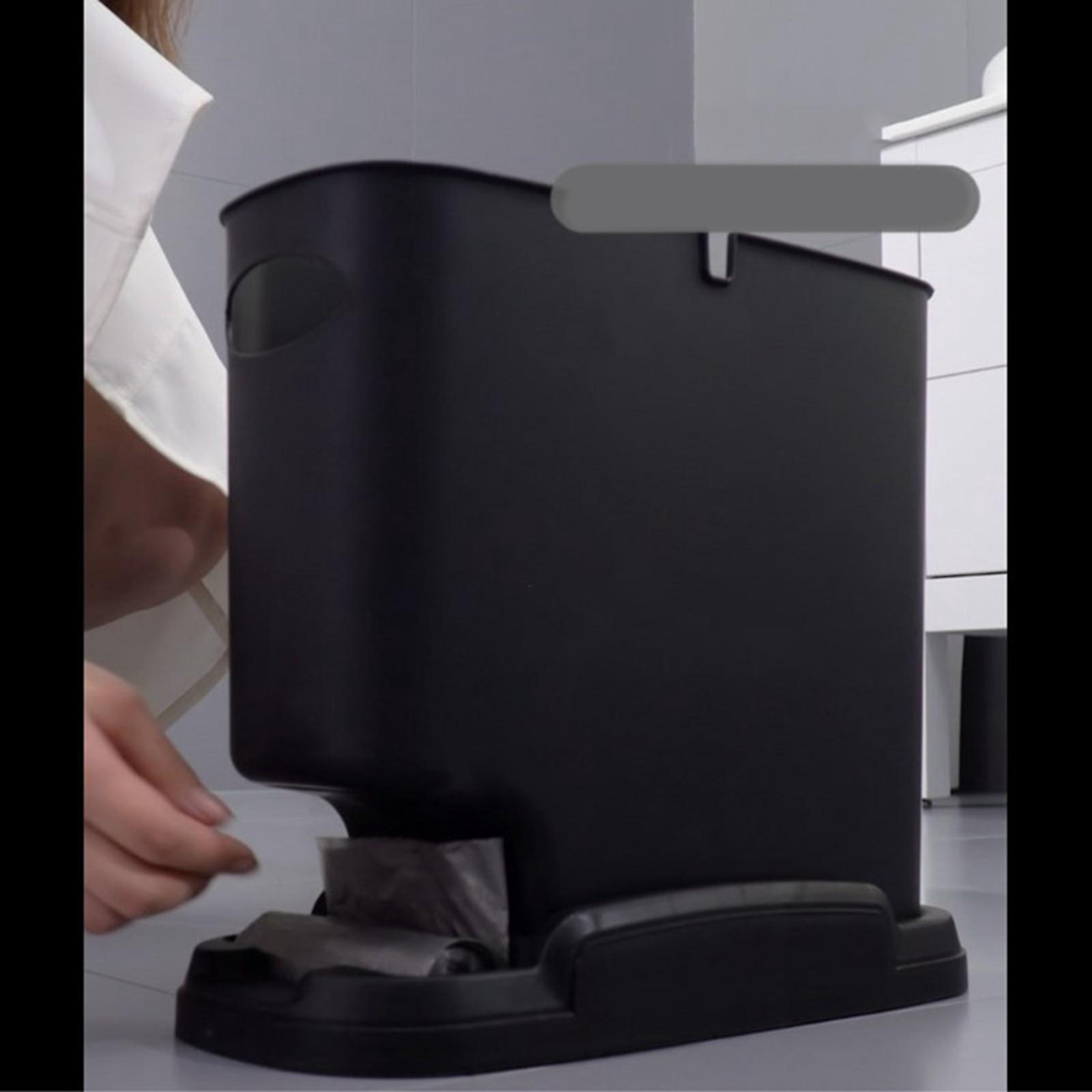 Narrow Trash Can Garbage Container Dustbin Bucket with Bag Storage Groove Trash