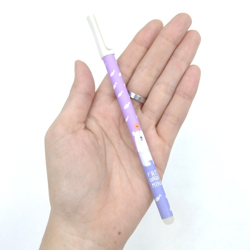 Combo 3Cây bút nước xóa được M&G AKPA0171 nắp màu trắng, có hình con Gấu & con Cá đáng yêu