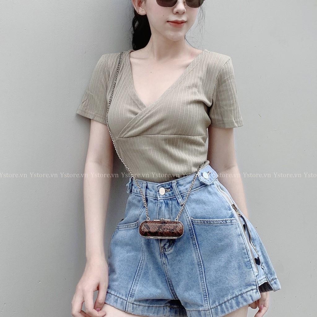Áo Thun Cổ Đắp Chéo Lạ Mắt, Tôn Nét Quyến Rũ, Tone Màu Pastel Nhẹ Nhàng