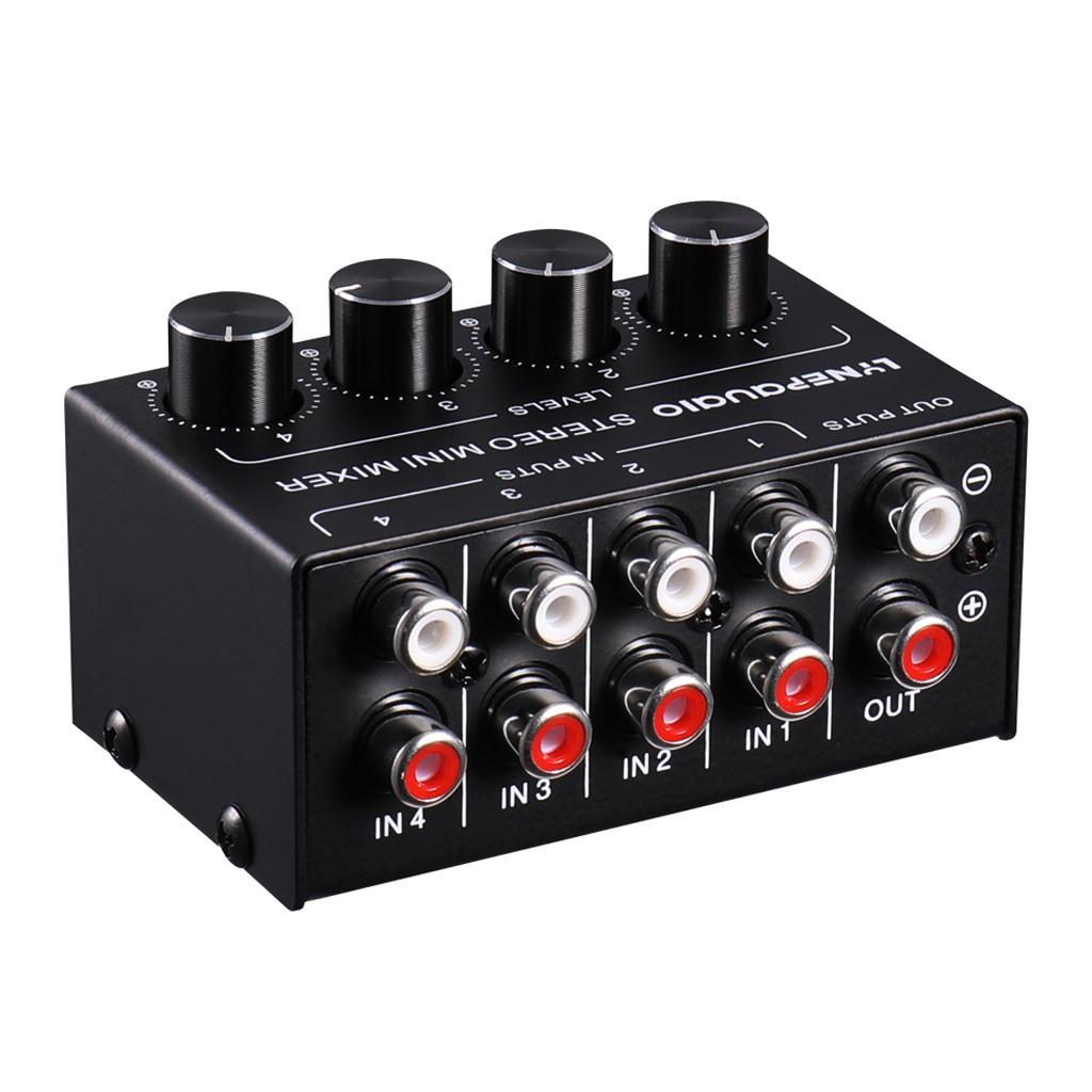Stereo Mini Mixer 4 Channel Audio Mixes Out for TV/Phone/MP3/Mac Mini