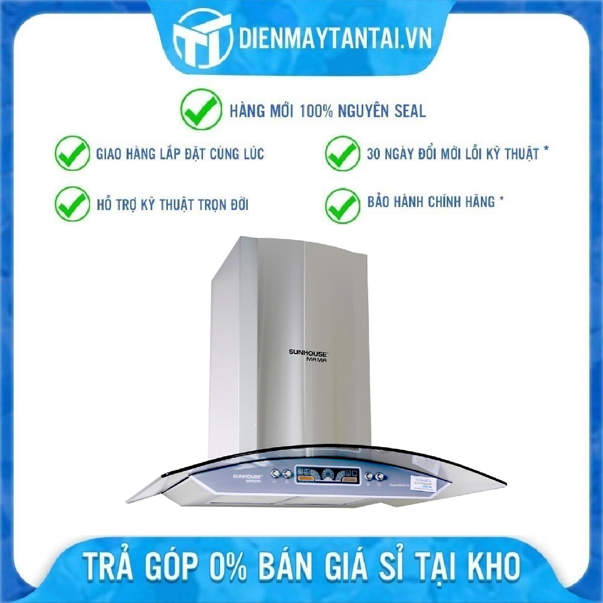 Máy Hút Mùi Kính Cong Sunhouse Mama MM6707-70 (180W) - Hàng chính hãng