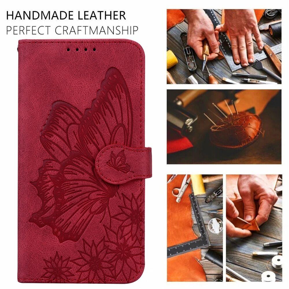 Bao da điện thoại nắp lật PU mềm họa tiết bướm cổ điển có ngăn đựng thẻ cho iPhone X XS Max XR SE 2020 8 7 6 6S Plus