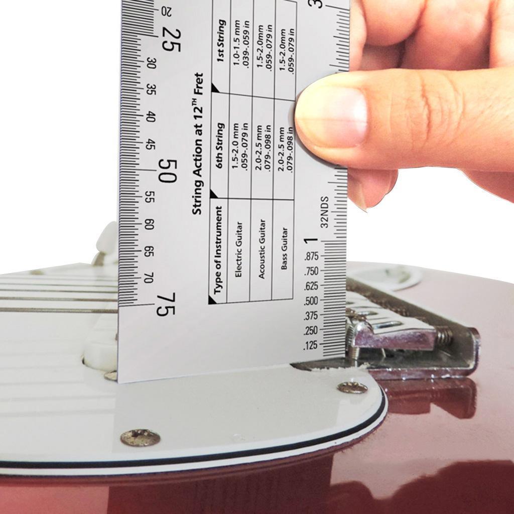Accurate Electric Guitar Stainless Steel String Action Ruler /Metric