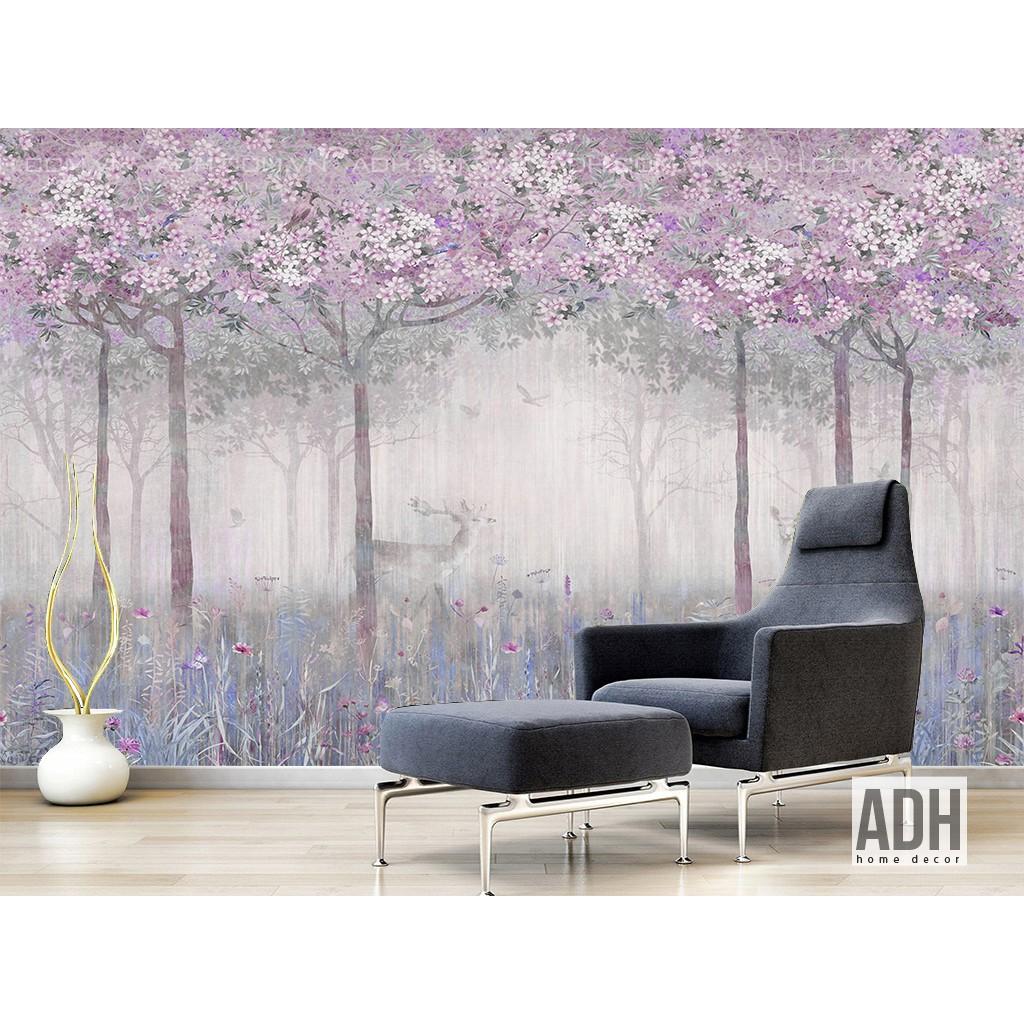 Tranh dán tường rừng cây và hươu ADH190917-22