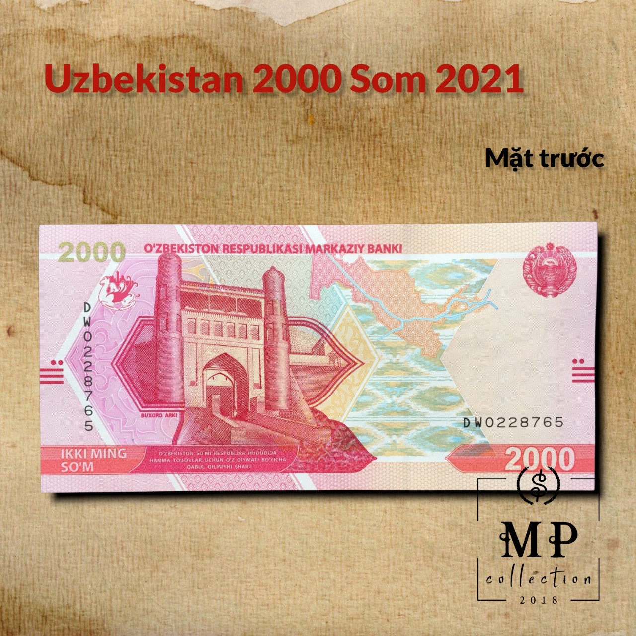 Tiền sưu tầm Uzbekistan 2000 Som 2021