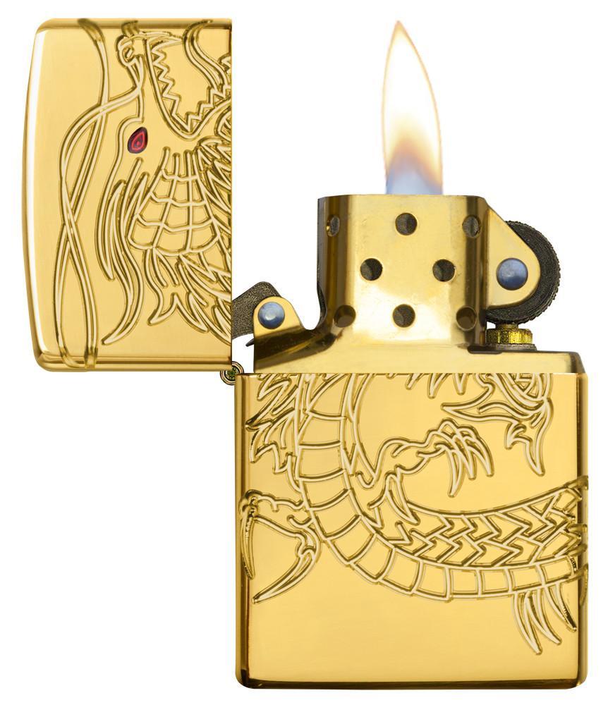 Bật Lửa Zippo Red Eyed Dragon 360 Degree Engraving Gold Plate 29265