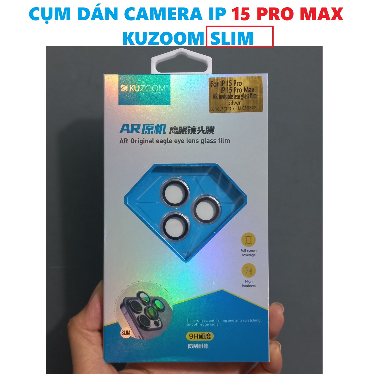 [ dán camera ip 15ProMax ] Mắt dán bảo vệ camera cho iP 15 Pro Max Kuzoom SLIM _ hàng chính hãng