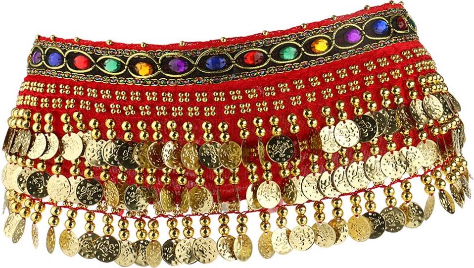 Ladies Belly Dance Wrap Belt Gold Coins Tassel Hip Scarf Costume
