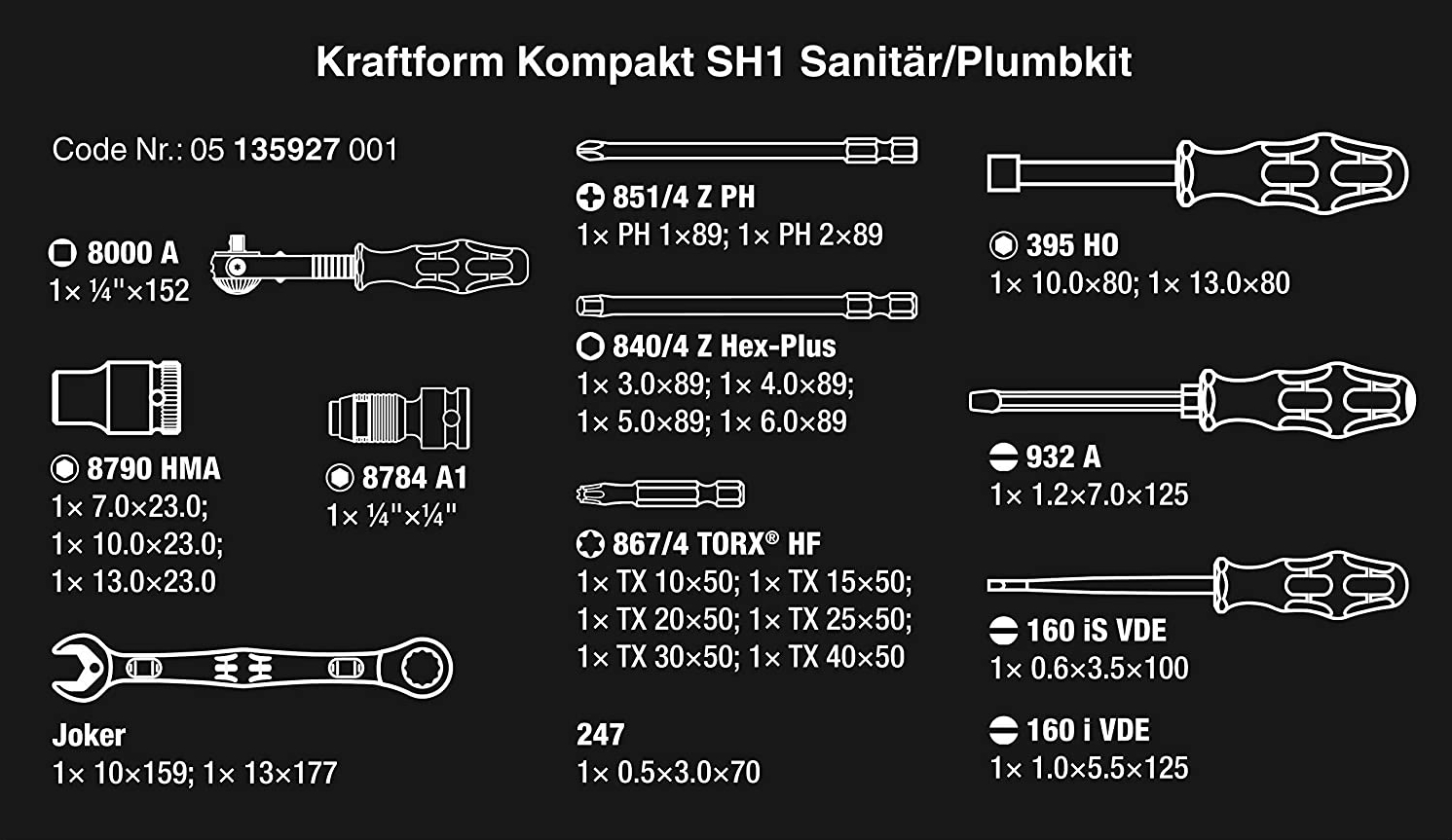 Hình ảnh Bộ dụng cụ sửa chữa đa năng Wera 05135927001 Kraftform Kompakt SH 1 PlumbKit gồm 25 chi tiết