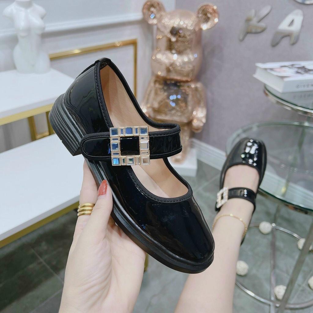Giày búp bê da bóng lolita mềm,êm chân quai ngang đá vuông to bản- 2 phân loại