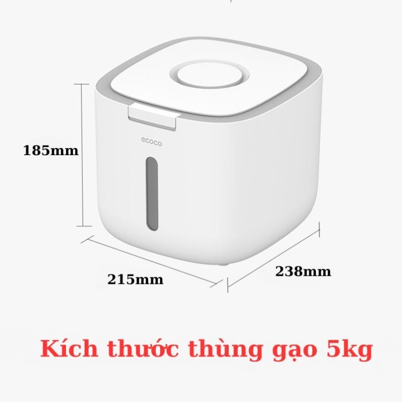 Thùng Đựng Gạo Cao Cấp 5kg &amp; 10kg - Thùng Đựng Gạo Nắp Đậy Thông Minh, Thiết Kế Hiện Đại &amp; Đẹp Mắt, Chất Liệu ABS &amp;PP An Toàn Chống Nước, Chống Ẩm Mốc, Mối Mọt - Hàng Nhập Khẩu