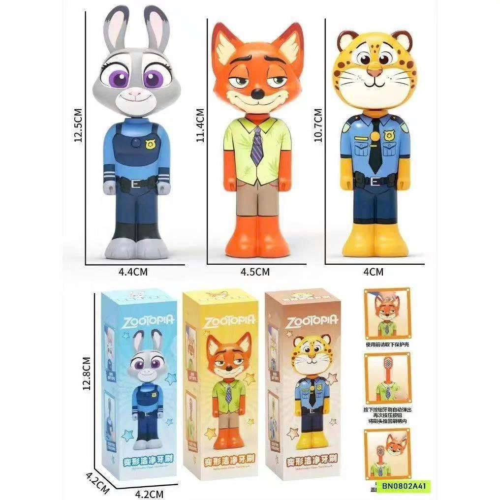Bàn chải đánh răng trẻ em Disney Zootopia siêu cưng, Set 3 cây mix đủ 3 nhân vật từ phim Zootopia