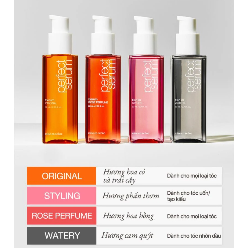 Tinh chất dưỡng, phục hồi tóc, giữ nếp tóc khi tạo kiểu Mise En Scene Perfect Serum Hàn Quốc 100ml