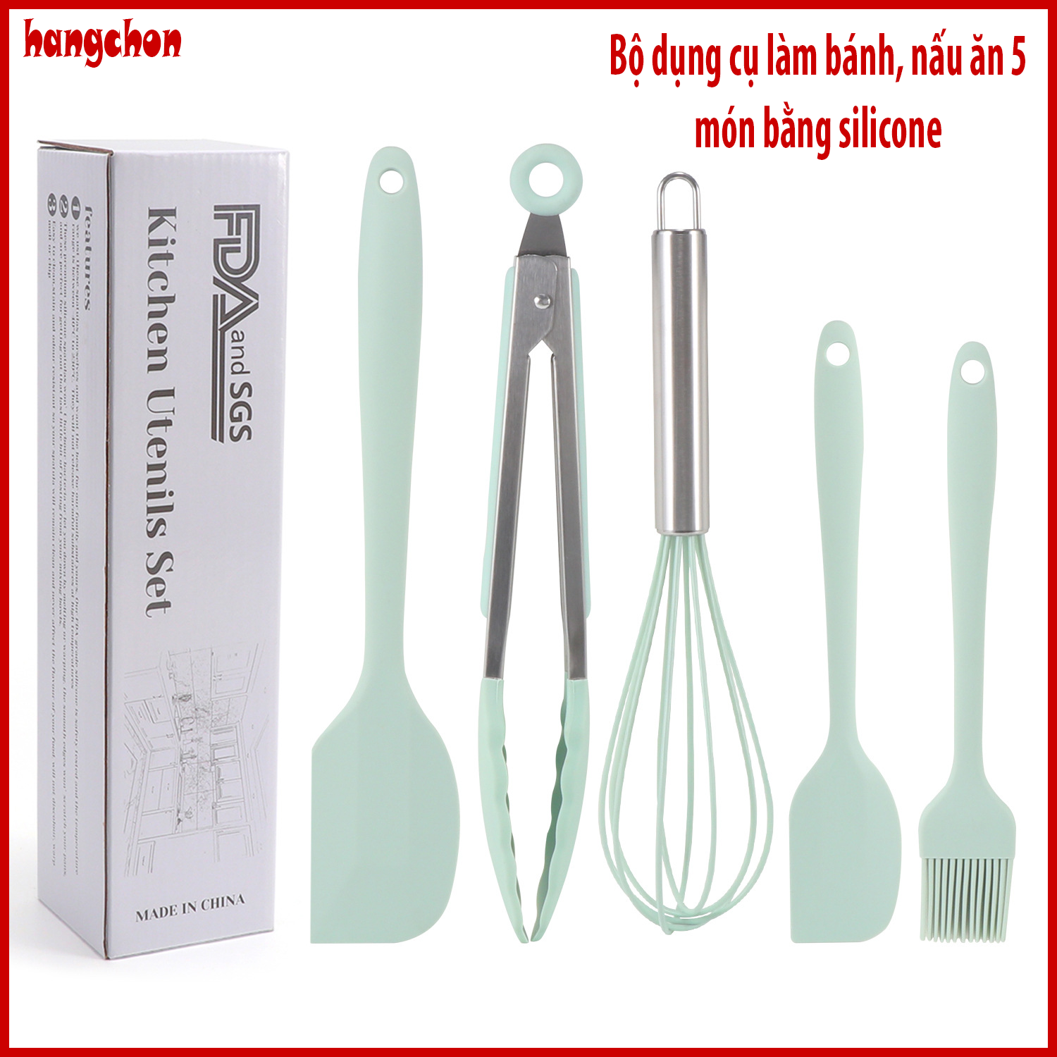 Bộ dụng cụ làm bánh 5 món silicon y tế đạt tiêu chuẩn an toàn, chịu nhiệt độ cao, không độc hại, dụng cụ nhà bếp