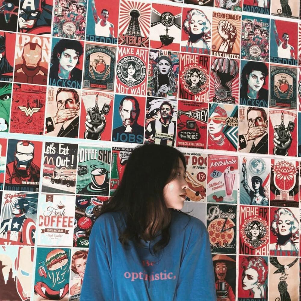 Decal trang trí nội thất quầy bar, tiệm trà chanh - Popart Vintage nhiều mẫu - 1000