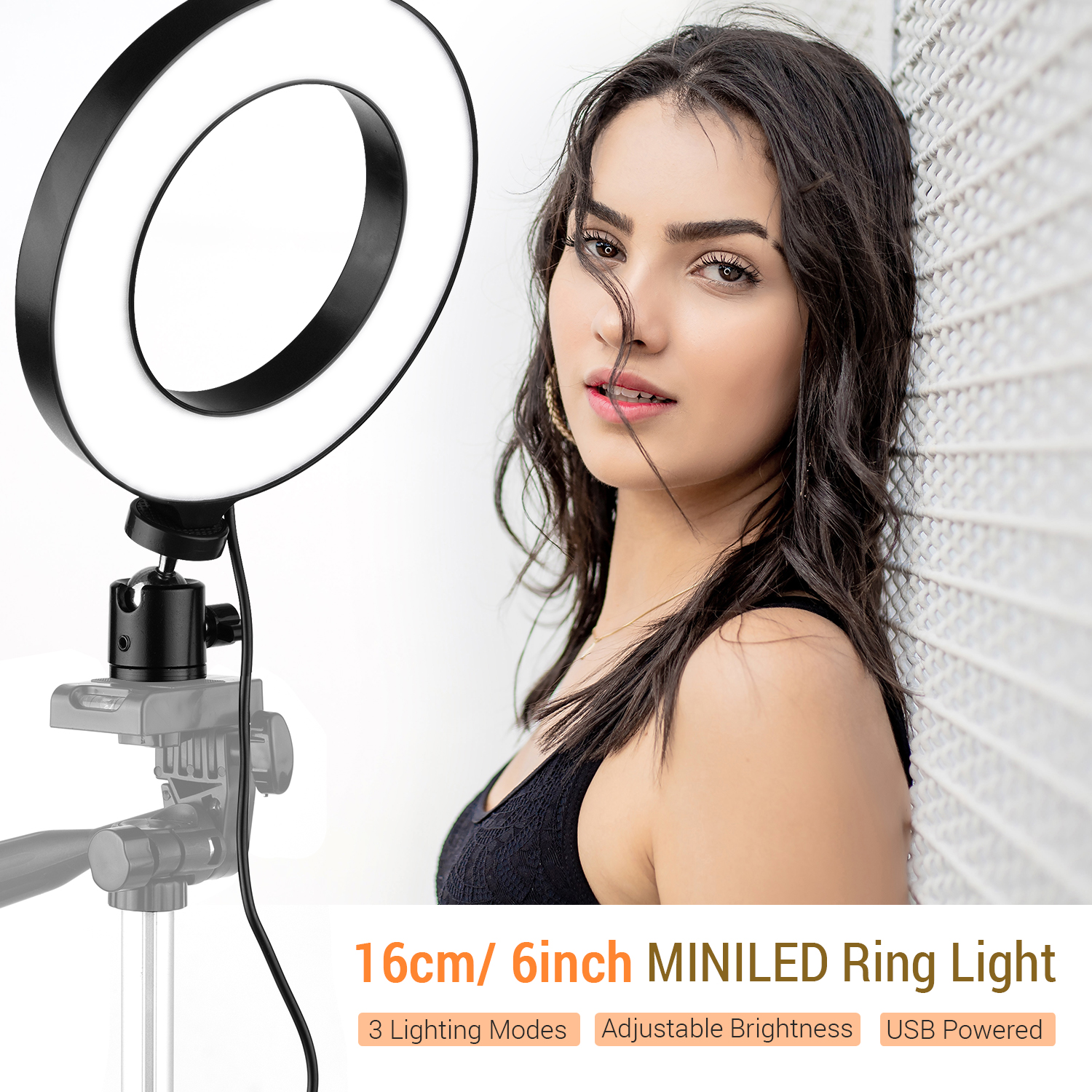 Đèn LED vòng tròn nhỏ 16cm / 6 inch hỗ trợ 3 chế độ chiếu sáng có thể điều chỉnh