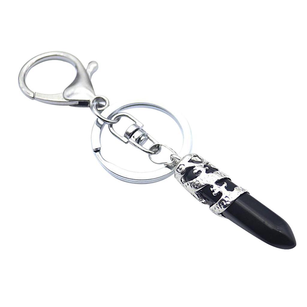 2-4pack Fashion Hexagonal Dragon Crystal Quartz Keychain Key Chain Black