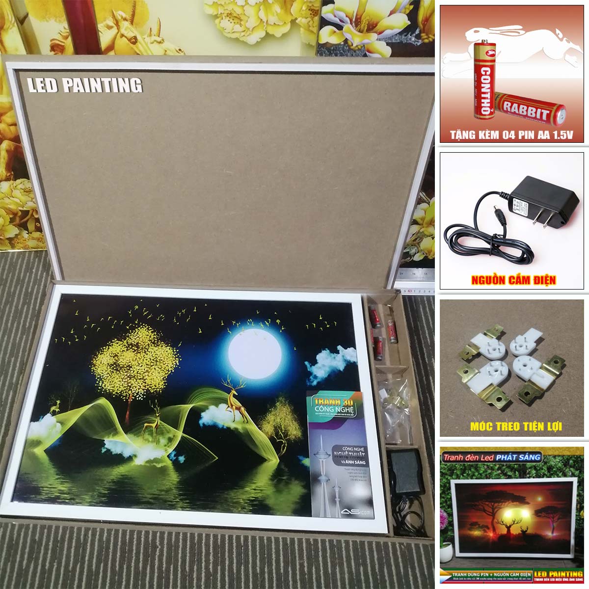 Tranh treo phòng khách, phòng ngủ hiệu ứng ánh sáng. KT: 60 x 40cm-MS:4486L6