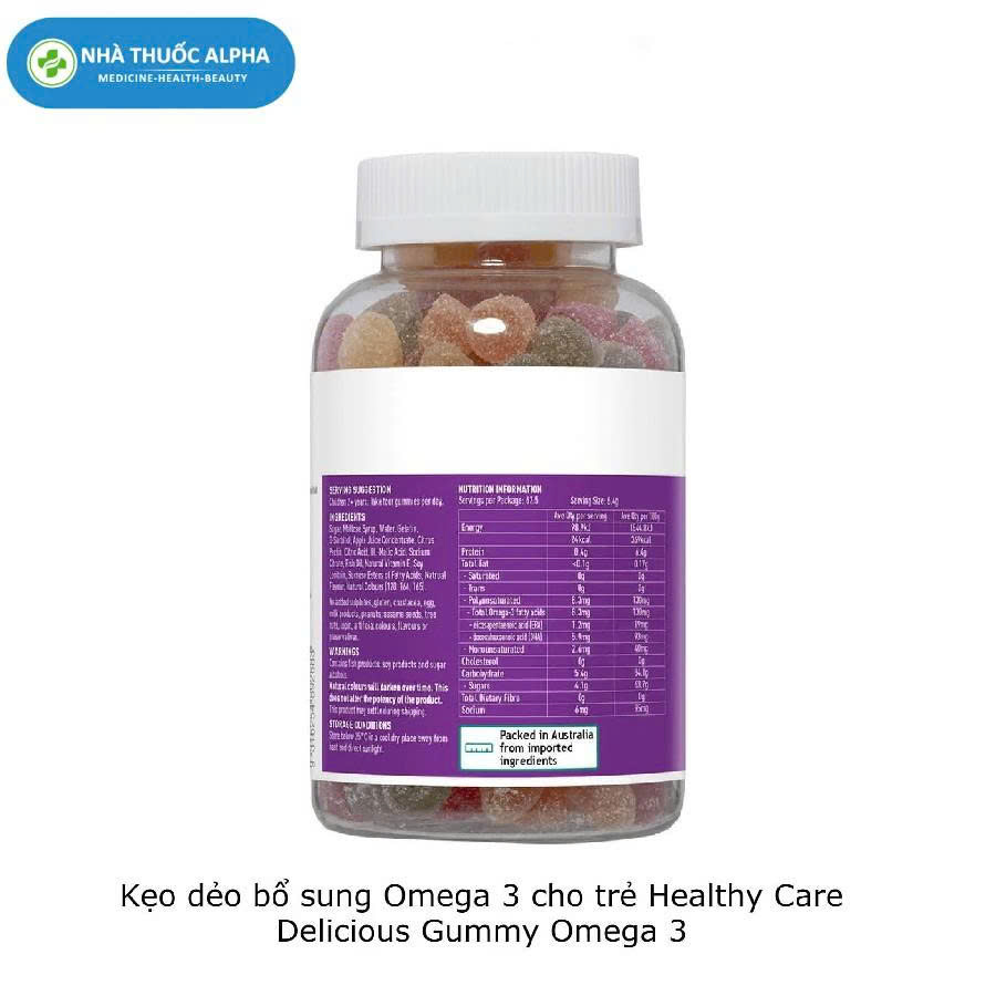 Viên nhai bổ sung Omega 3 cho trẻ Healthy Care Delicious Gummy Omega 3 250 viên