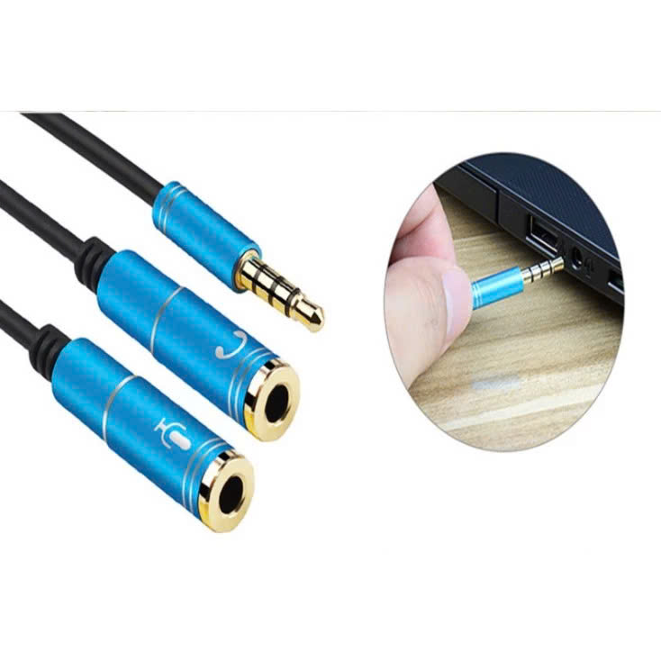 Dây chuyển đổi 3.5mm đực sang hai đầu 3.5mm cái (1 đầu hỗ trợ Mic, 1 đầu hỗ trợ tai nghe) - Hàng chính hãng PHỤ KIỆN ÂM THANH