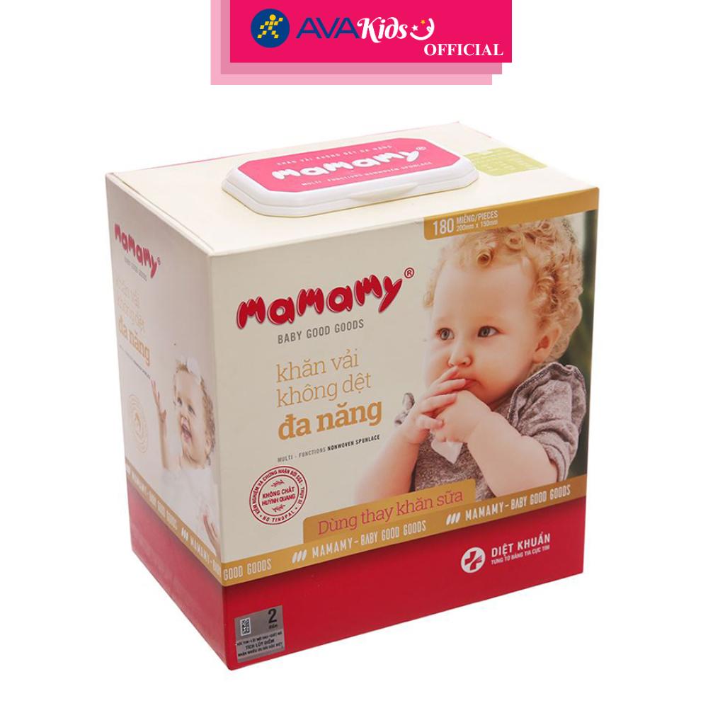 Hộp 180 tờ khăn vải em bé không dệt Mamamy không mùi -  Hàng Chính Hãng