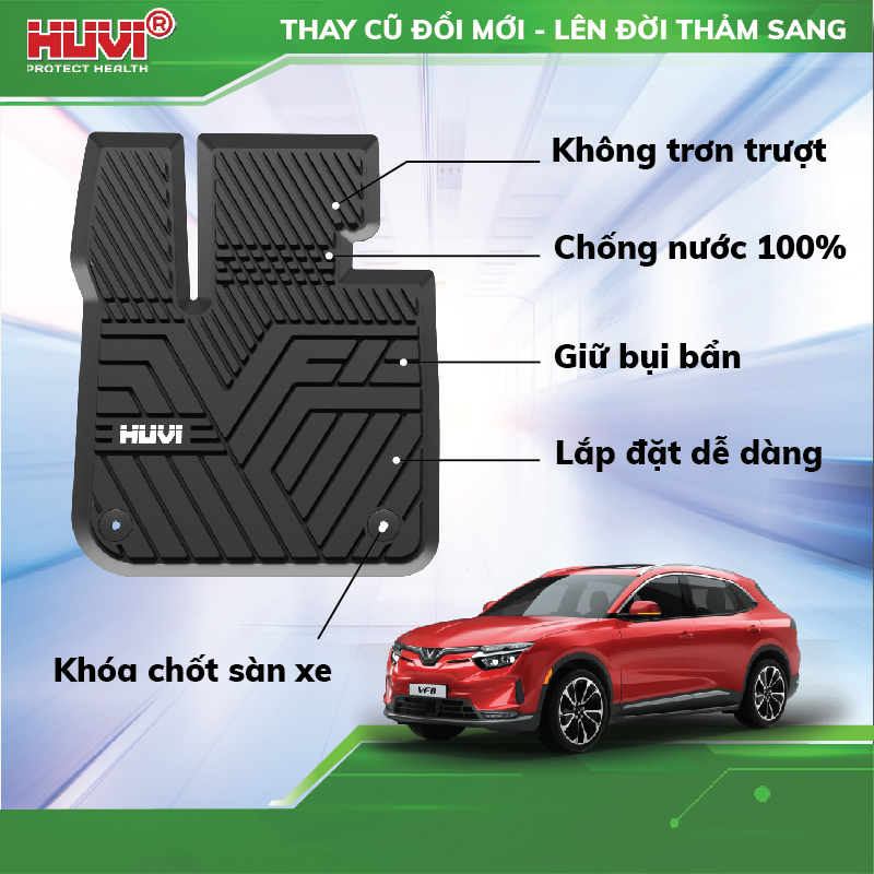 Thảm lót sàn ô tô Vinfast VF8 nhựa nguyên sinh TPE cao cấp
