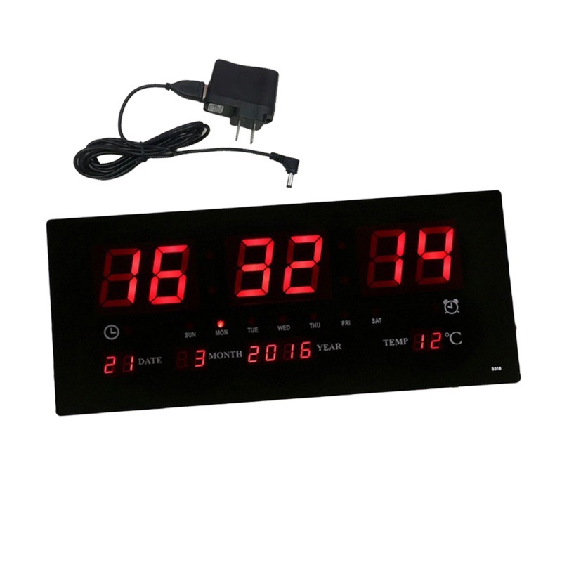 Đồng hồ vạn niên treo tường màn hình LED kỹ thuật số xem thời gian chế độ ban đêm nhiệt kế trong nhà mâu mới