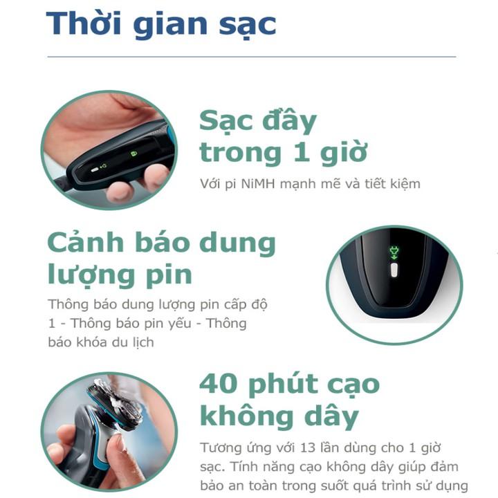 Máy Cạo Râu Khô Và Ướt Thương Hiệu Cao Cấp Philips S5070, tích hợp cả lưỡi thẳng cạo mai, sạc nhanh  (Hàng chính hãng)